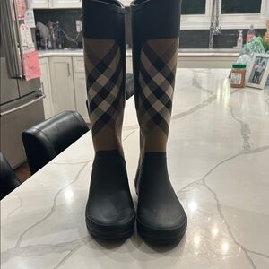 Burberry Black and Tan Checkered Boots